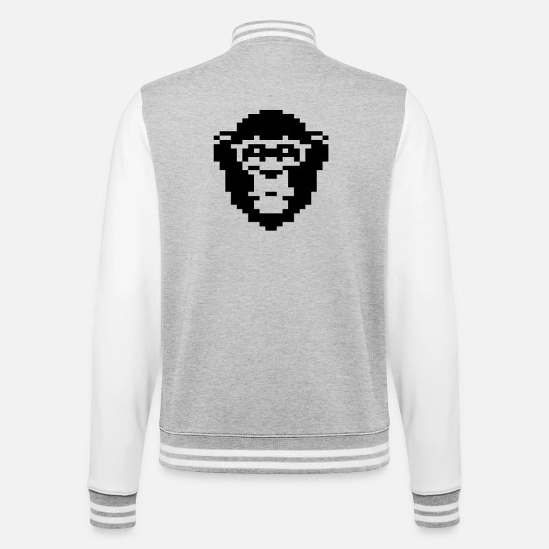 Conception du visage de singe pixelisé - Veste Teddy - gris chiné / blanc