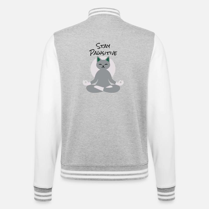 Chat méditant – Calm Zen Kitty Design - Veste Teddy - gris chiné / blanc