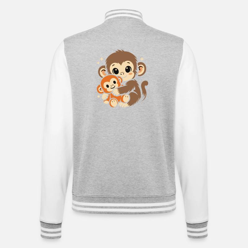 Punch Monkey Affe - College-Sweatjacke - Grau meliert/Weiß