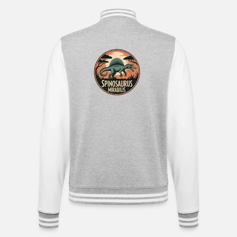 Neue Spinosaurus Mirabilis 2026 Entdeckung - College-Sweatjacke - Grau meliert/Weiß