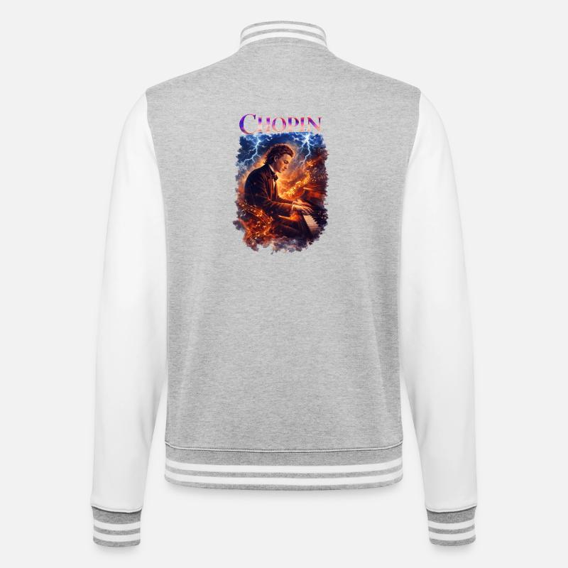 Piano à feu Chopin - Veste Teddy - gris chiné / blanc