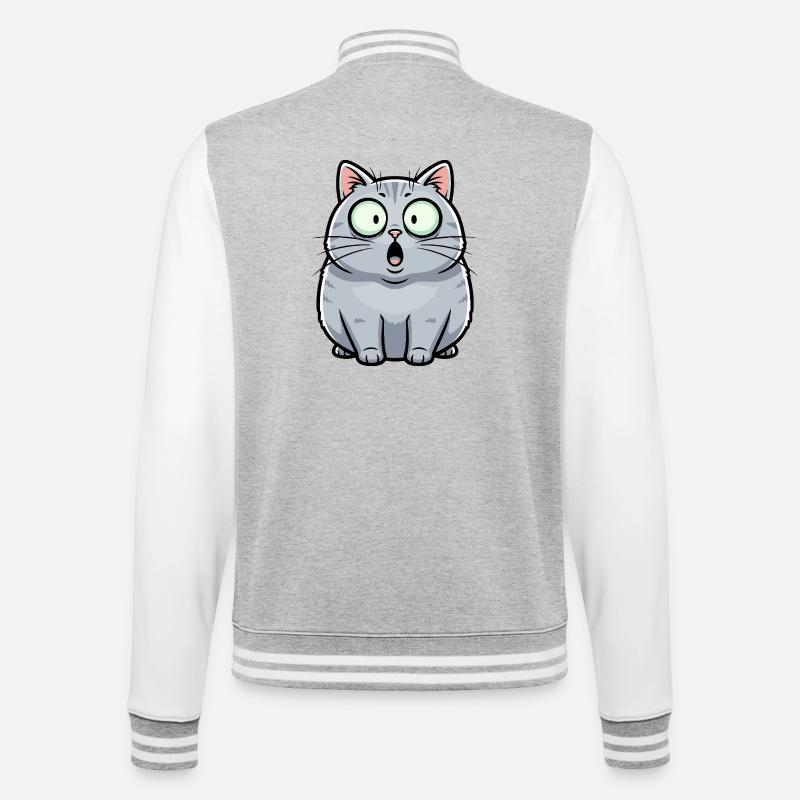 Dessin animé surprise sur le chat - Veste Teddy - gris chiné / blanc