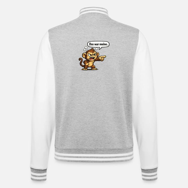 Affe Humor lustiger Spruch Geschenk - College-Sweatjacke - Grau meliert/Weiß