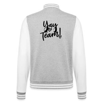 Hurra, Team! Hurra, Team der ahnungslosen Sportfan - College-Sweatjacke - Grau meliert/Weiß - Hinten - Marisol (170cm)