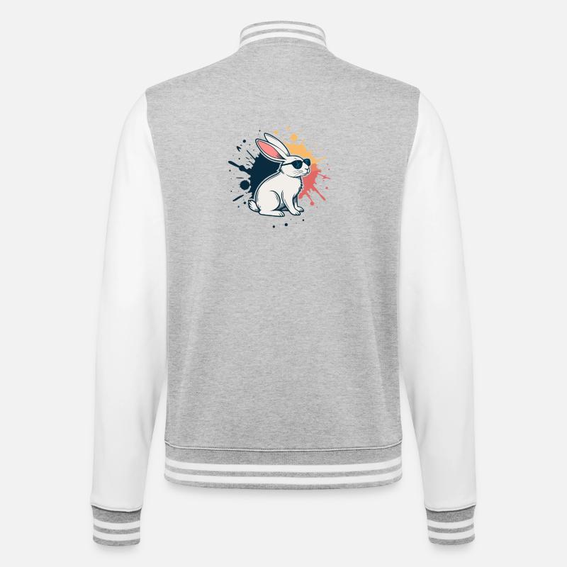 Cool bunny with glasses and splashes - College Sweat Jacket - heather grey/white