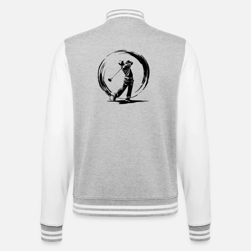 Golfer Mann Silhouette - College-Sweatjacke - Grau meliert/Weiß