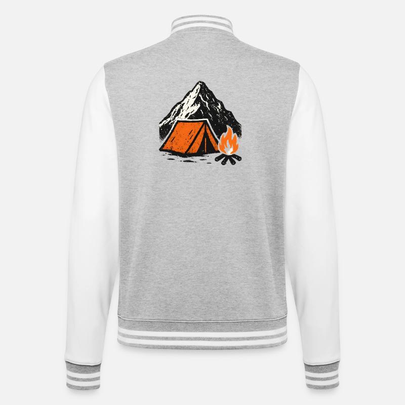 Mountain camping tent by the fire - College Sweat Jacket - heather grey/white