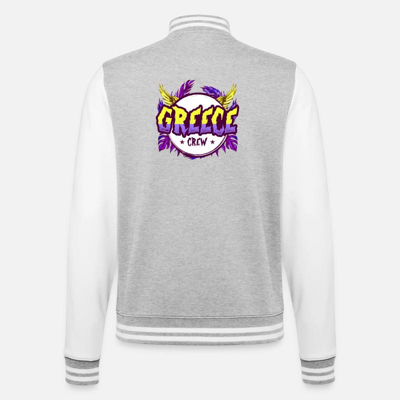 Greece Crew Bunt - College-Sweatjacke - Grau meliert/Weiß