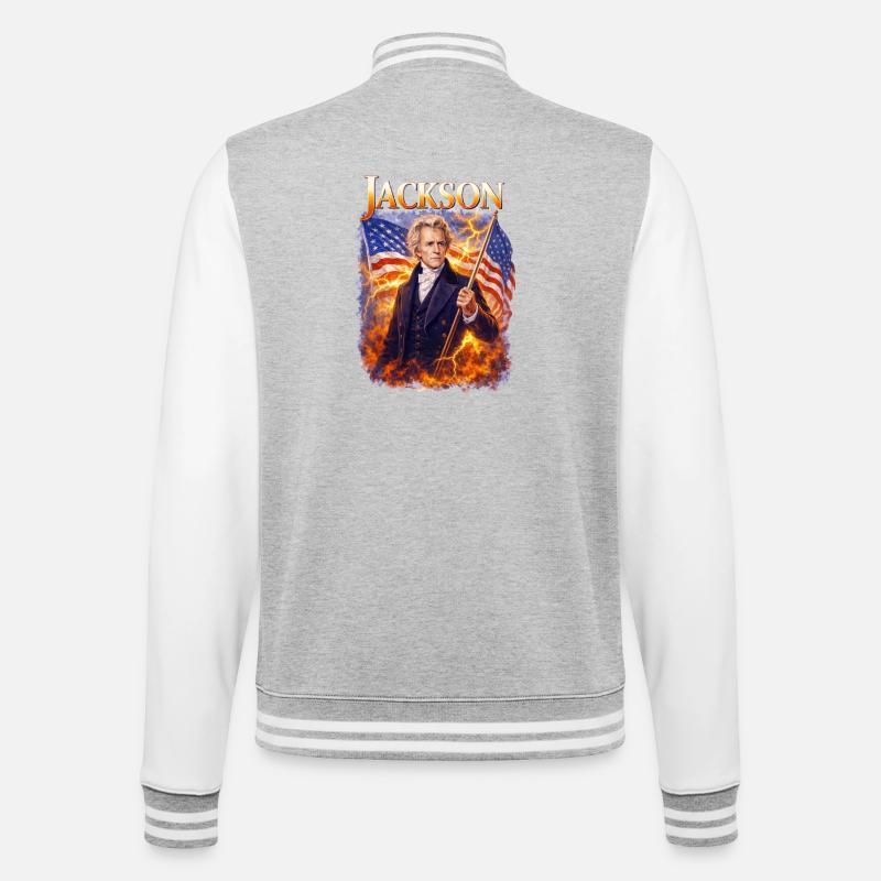 Jacksons Freiheitsheld mit Flagge - College-Sweatjacke - Grau meliert/Weiß
