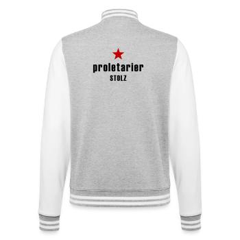Orgueil prolétarien avec une étoile rouge - Veste Teddy - gris chiné / blanc - Dos - Marisol (170cm)
