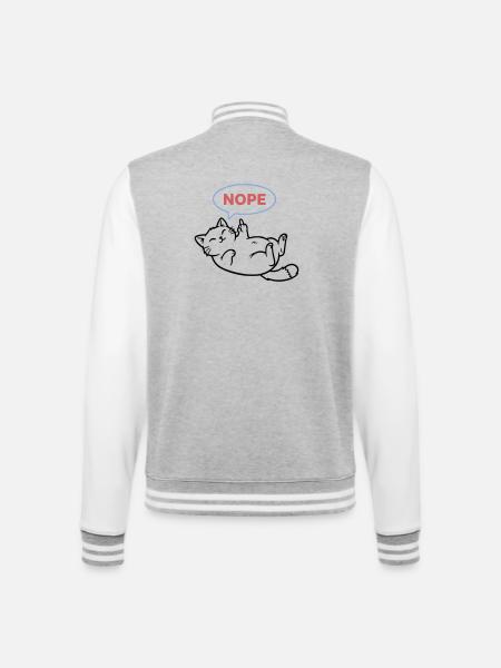 Laughing Cat Nope Middle Finger - College Sweat Jacket - heather grey/white
