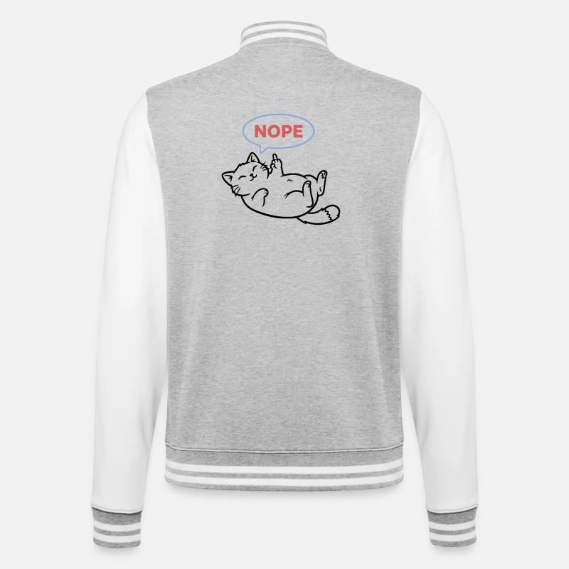 Laughing Cat Nope Middle Finger - College Sweat Jacket - heather grey/white