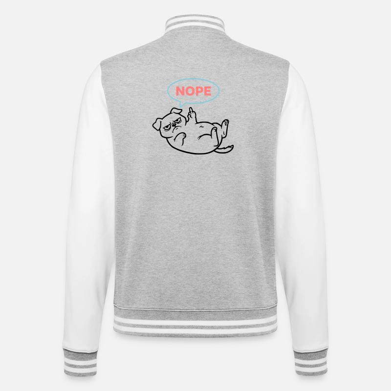  Mops Hund Comic Bunt Outline - College-Sweatjacke - Grau meliert/Weiß