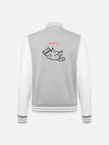 Katze Nope Sprechblase Farbig - College-Sweatjacke - Grau meliert/Weiß
