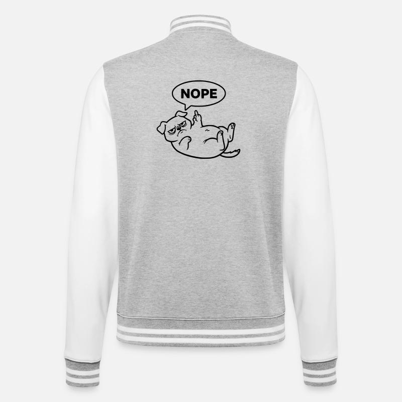 Mops Hund Mittelfinger Nein - College-Sweatjacke - Grau meliert/Weiß