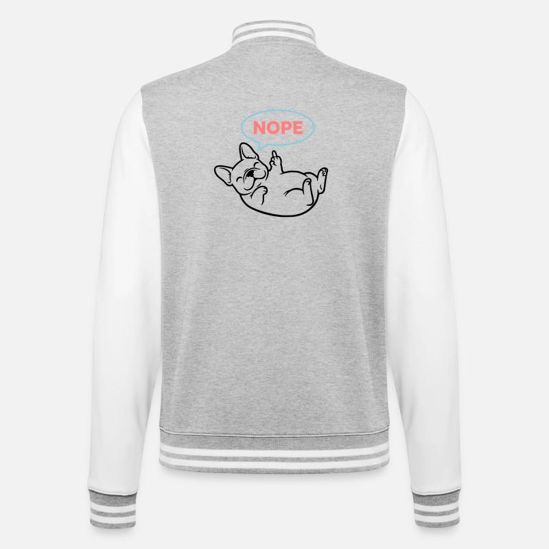 Frenchie Hund Nope Comic Bunt - College-Sweatjacke - Grau meliert/Weiß