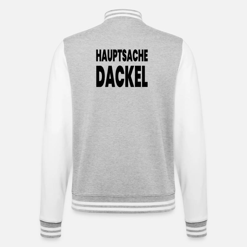 Dackel - College-Sweatjacke - Grau meliert/Weiß