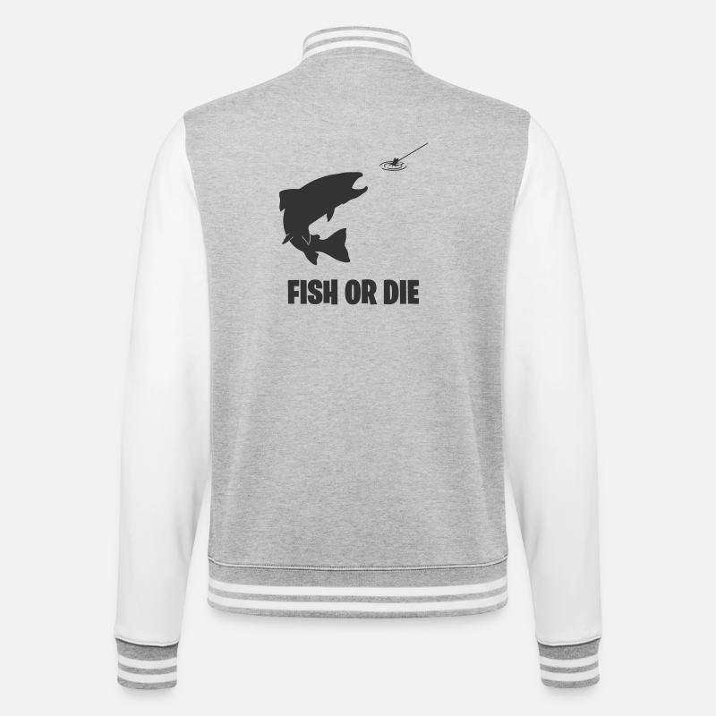 Fisch oder stirb - College-Sweatjacke - Grau meliert/Weiß