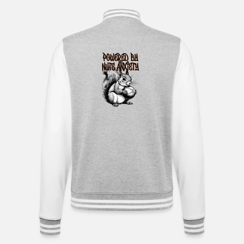 Powered by Nüssen und Angst - College-Sweatjacke - Grau meliert/Weiß