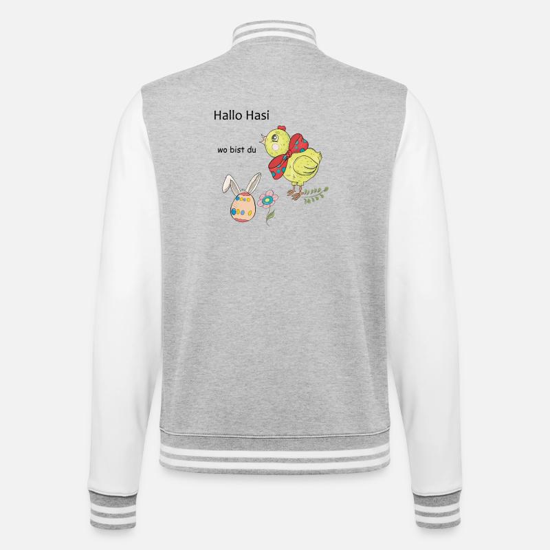 Poulet de Pâques avec nœud - Veste Teddy - gris chiné / blanc