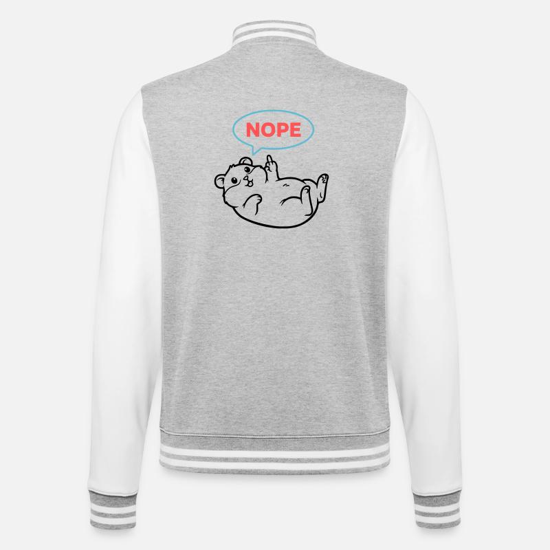 Hamster Nope Comic Farbig - College-Sweatjacke - Grau meliert/Weiß