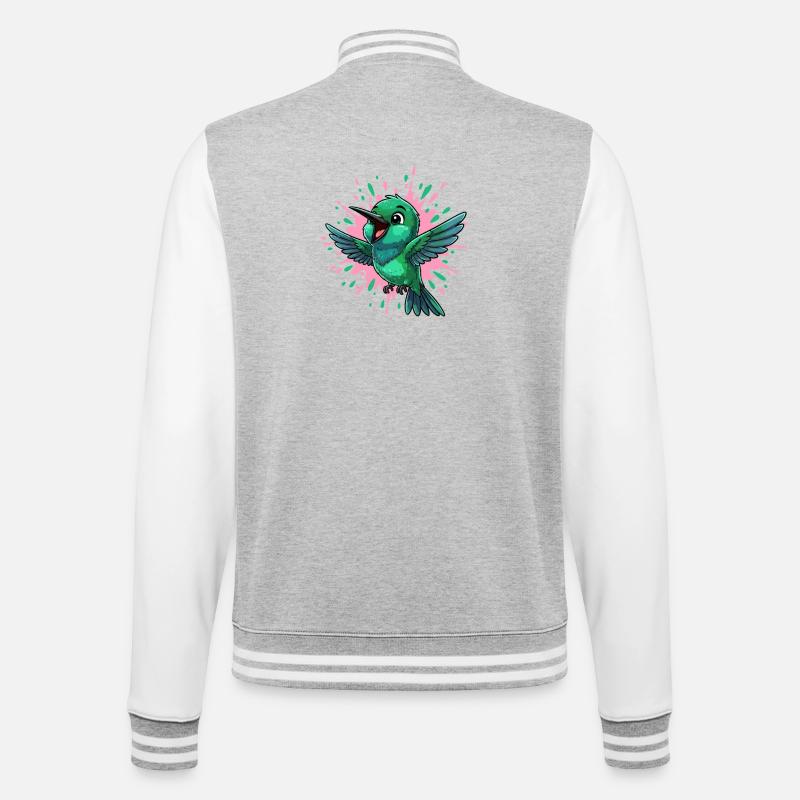 Farbenfroher Kolibri mit Farbsplash - College-Sweatjacke - Grau meliert/Weiß