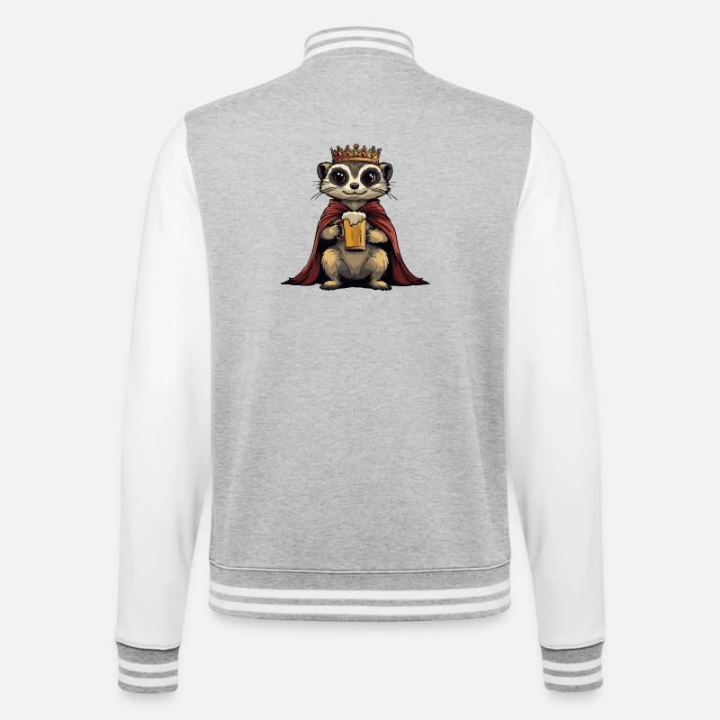Erdmännchen Bier König - College-Sweatjacke - Grau meliert/Weiß