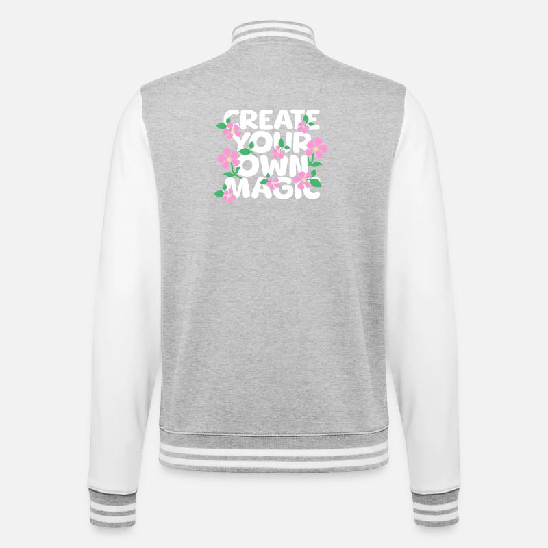 Erschaffe deine eigene Magie - College-Sweatjacke - Grau meliert/Weiß
