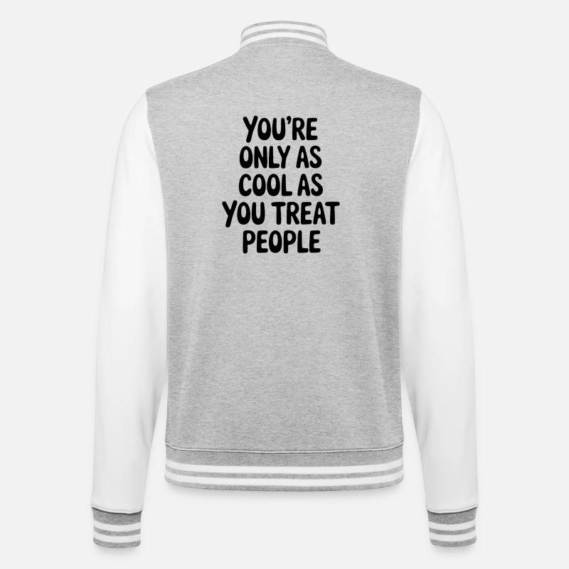 Spruch Statement Respekt Freundlichkeit Geschenk - College-Sweatjacke - Grau meliert/Weiß