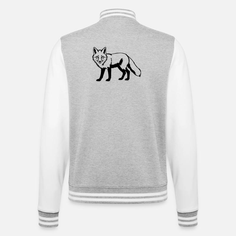 Fuchs - College-Sweatjacke - Grau meliert/Weiß