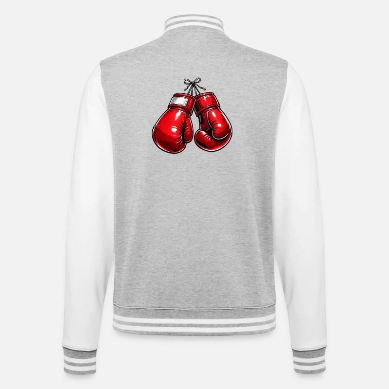 Boxe - Veste Teddy - gris chiné / blanc