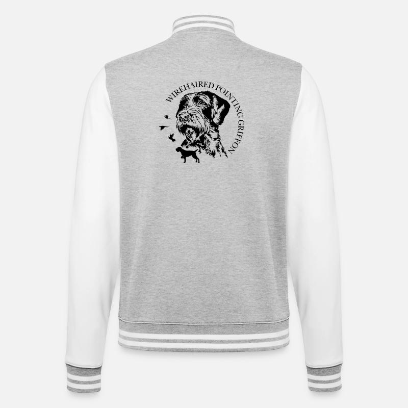 Wirehaired Pointing Griffon Hunting Dogs Wilsigns - College Sweat Jacket - heather grey/white