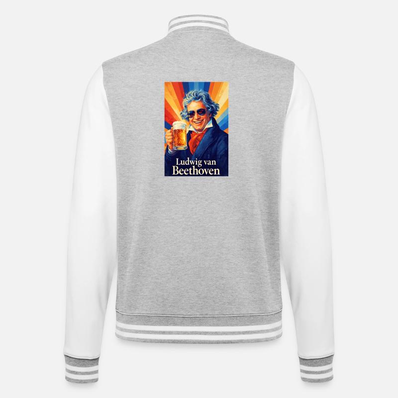 Ludwig van Beethoven - Bluza college - szary melanż/biały