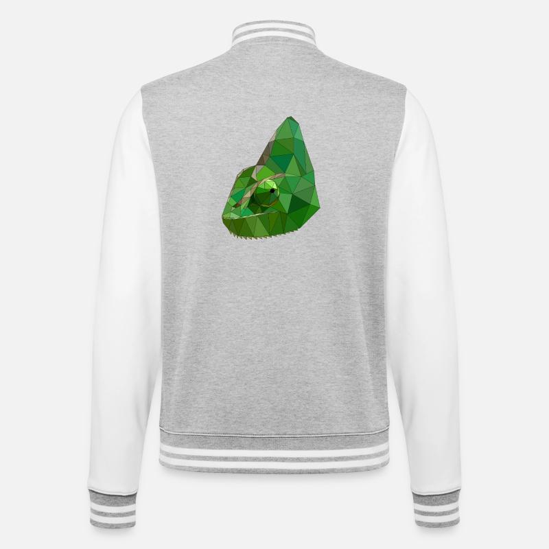 Low Poly Chameleon Geometric Art - College Sweat Jacket - heather grey/white