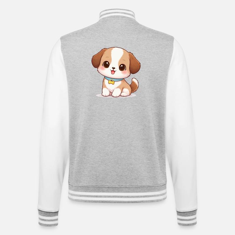 Dog Cute Comic - Veste Teddy - gris chiné / blanc