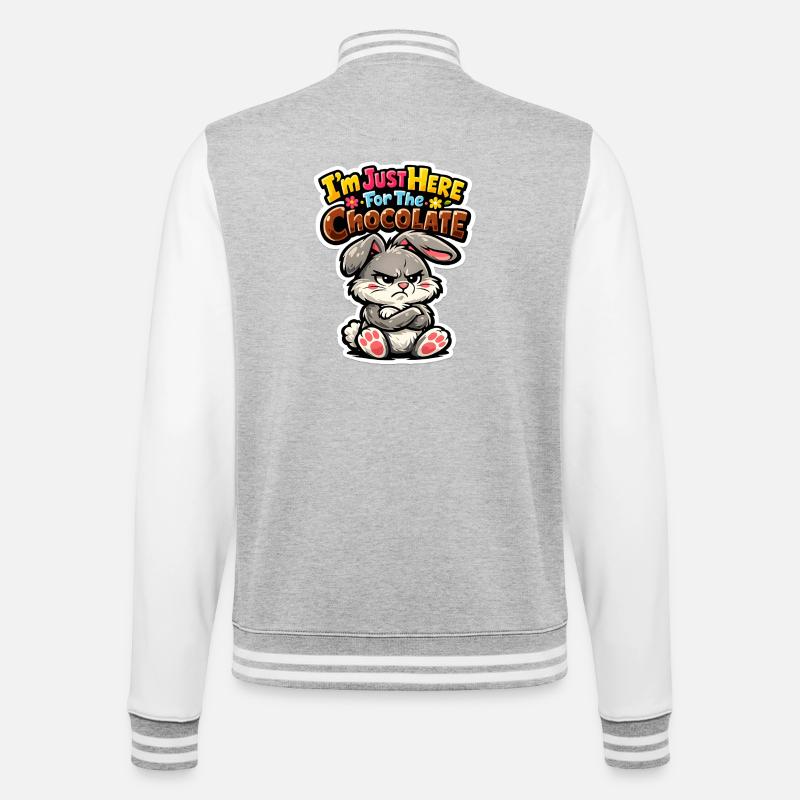 Je suis là pour le chocolat - Veste Teddy - gris chiné / blanc