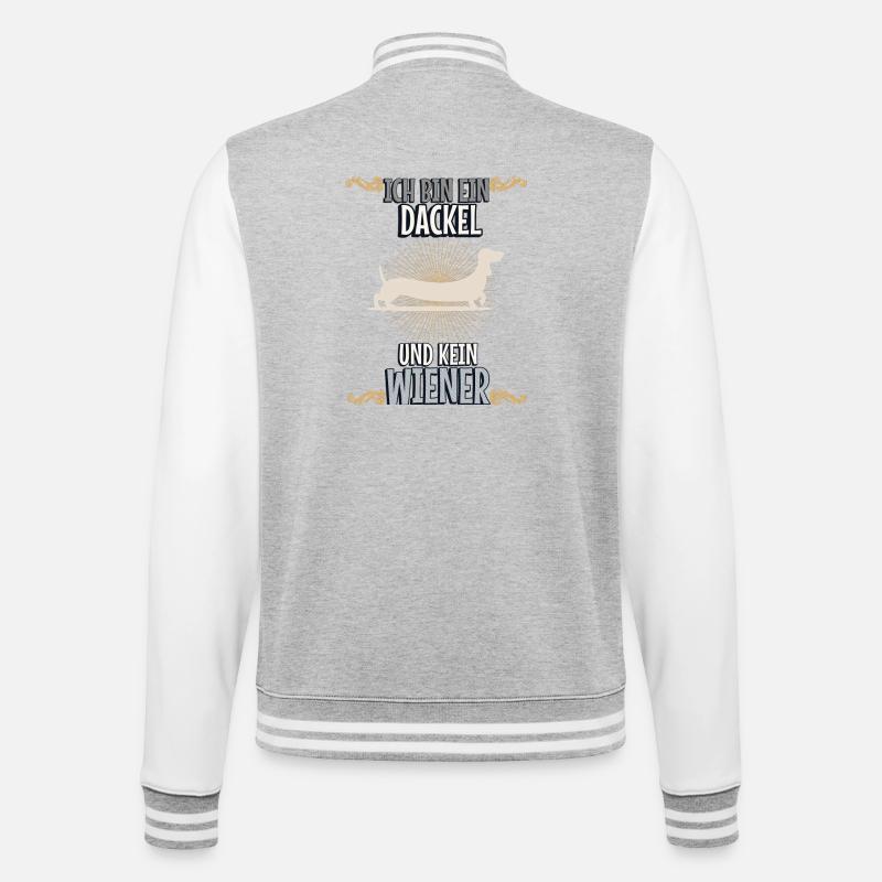 Dackel - Dachshund Spruch - College-Sweatjacke - Grau meliert/Weiß