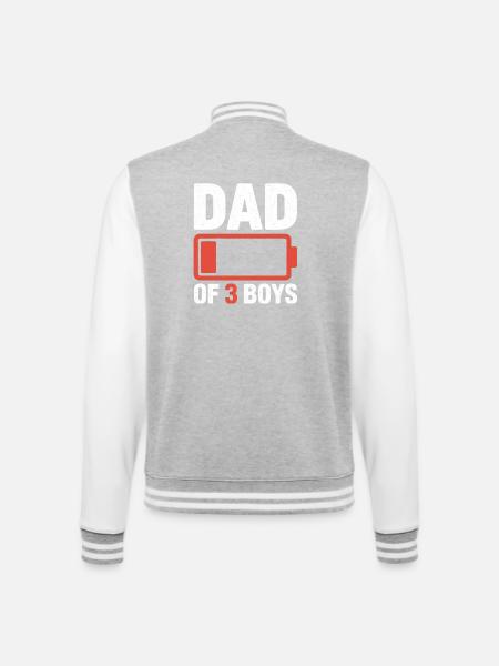 Dad of 3 Boys Battery Icon - College Sweat Jacket - heather grey/white
