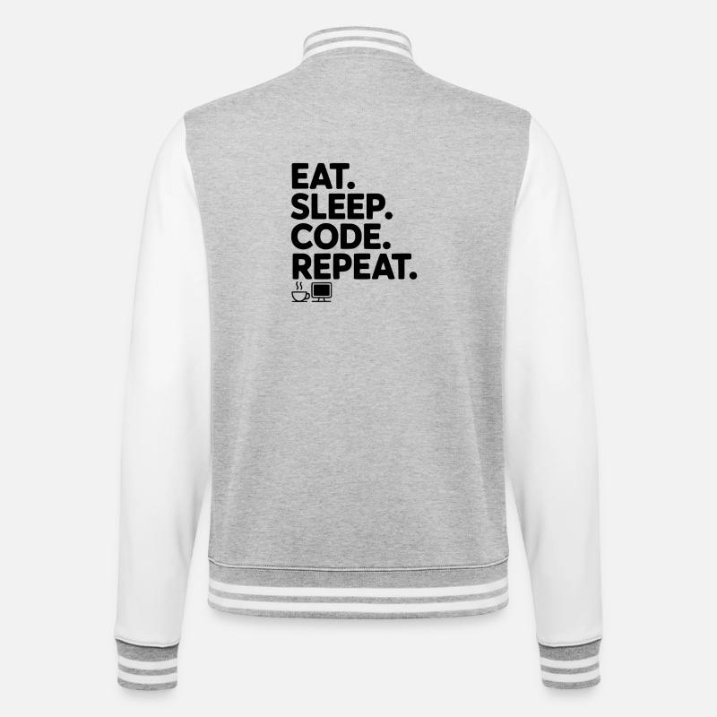 Eat. Sleep. Code. Repeat. - College Sweat Jacket - heather grey/white
