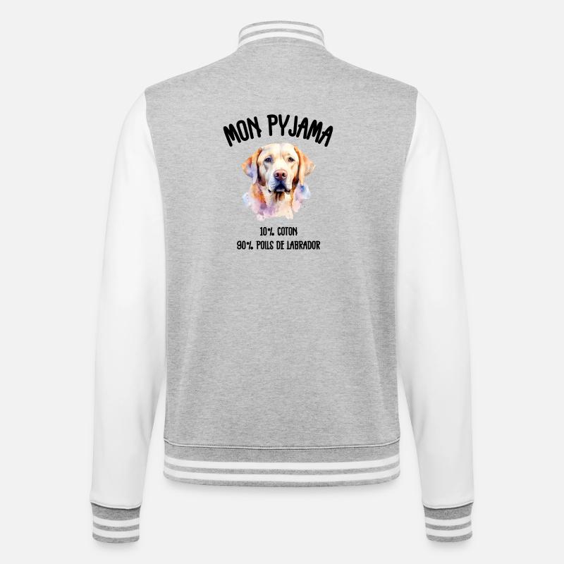 Labrador-Hunde-Pyjama-Humor - College-Sweatjacke - Grau meliert/Weiß