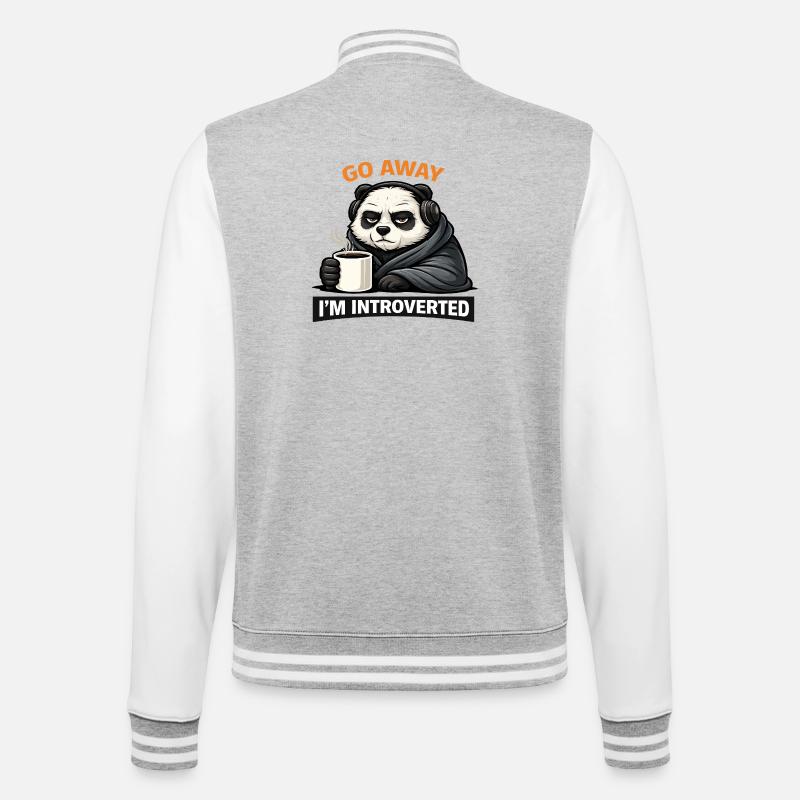 Introvertierter Panda Kaffee-Tee - College-Sweatjacke - Grau meliert/Weiß