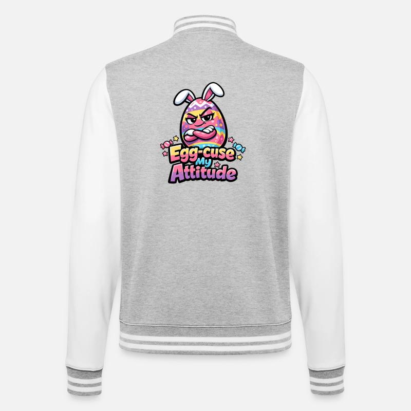 Egg-Cuse My Attitude Easter - College Sweat Jacket - heather grey/white