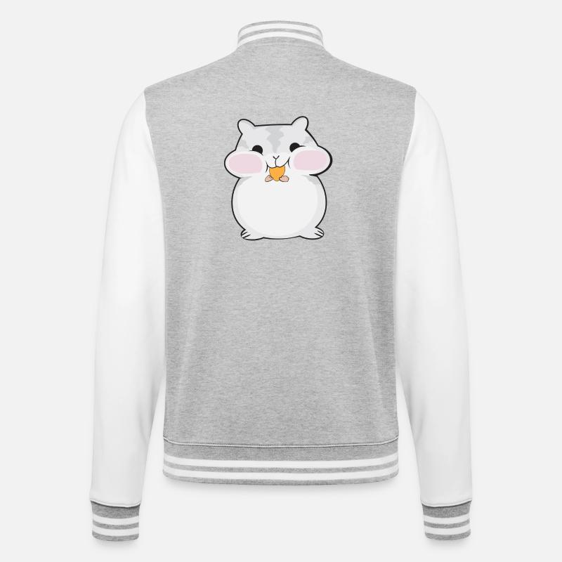 Dessin animé de hamster dodu mignon - Veste Teddy - gris chiné / blanc