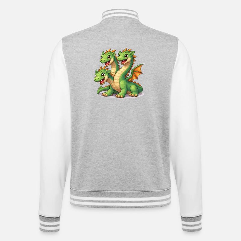 Three-Headed Dragon - College Sweat Jacket - heather grey/white