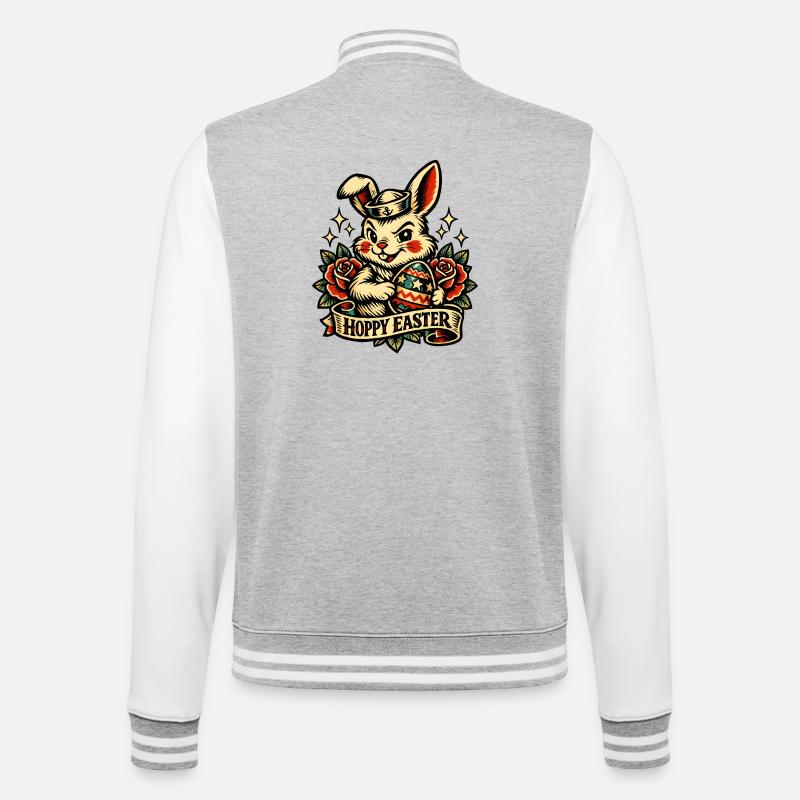 Bunny Bunny Spring Summer Easter Garden - College Sweat Jacket - heather grey/white