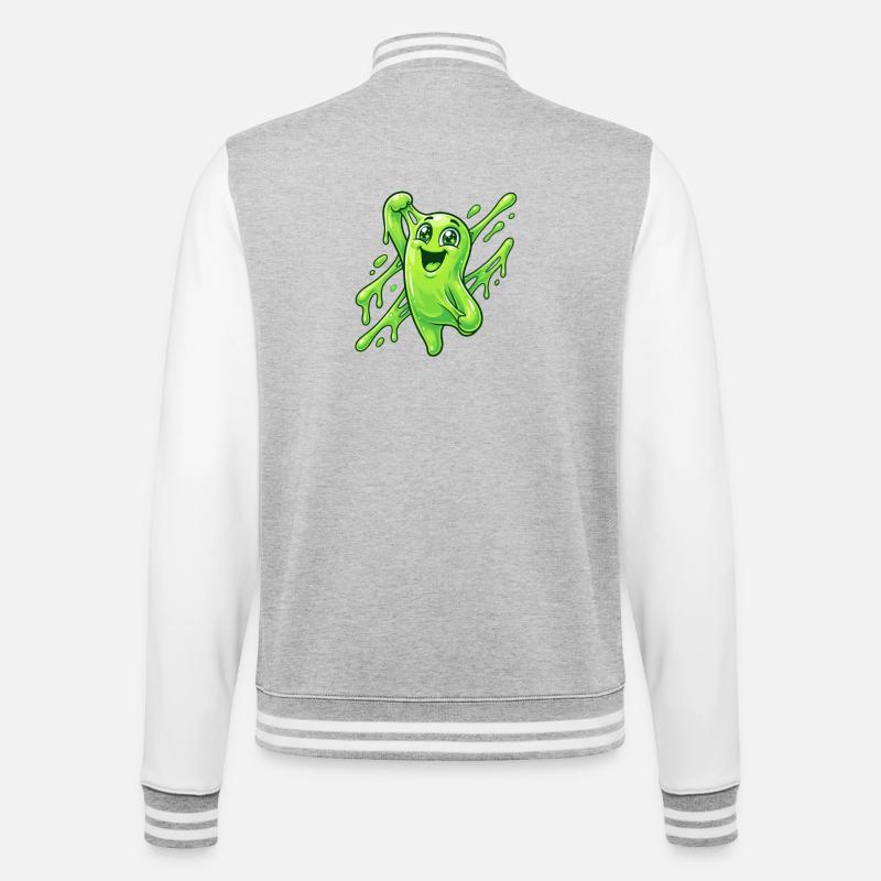 Éclaboussure de Grimace de Slime Vert - Veste Teddy - gris chiné / blanc
