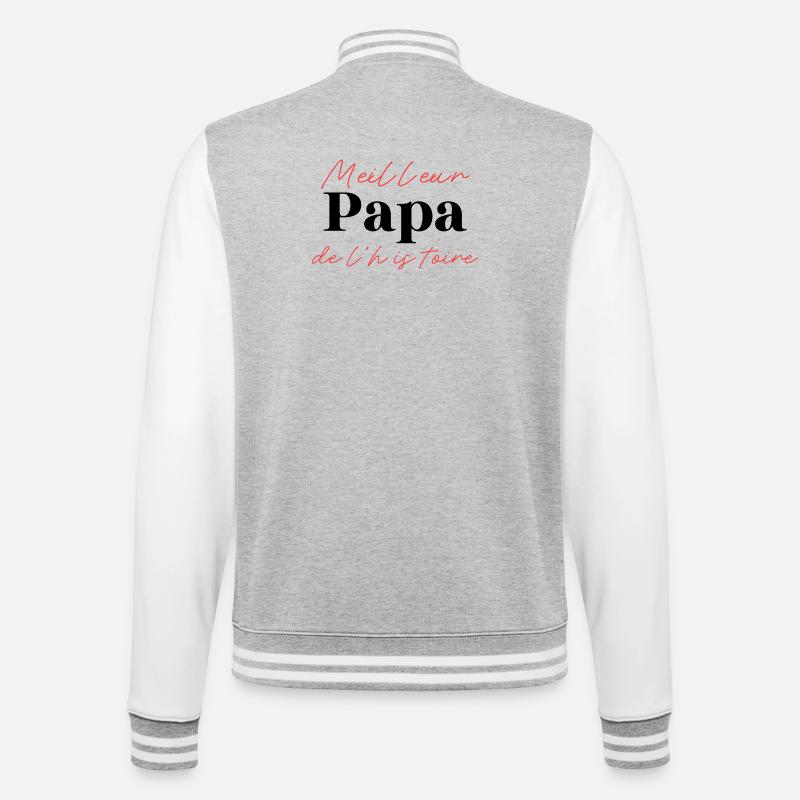 Bester Vater der Geschichte – Originalgeschenk - College-Sweatjacke - Grau meliert/Weiß