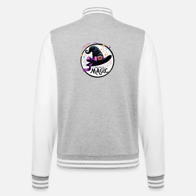 Witch Hat Magic Illustration - College Sweat Jacket - heather grey/white