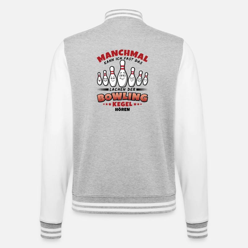 Bowling Lustiger Spruch – Lachende Kegel - College-Sweatjacke - Grau meliert/Weiß