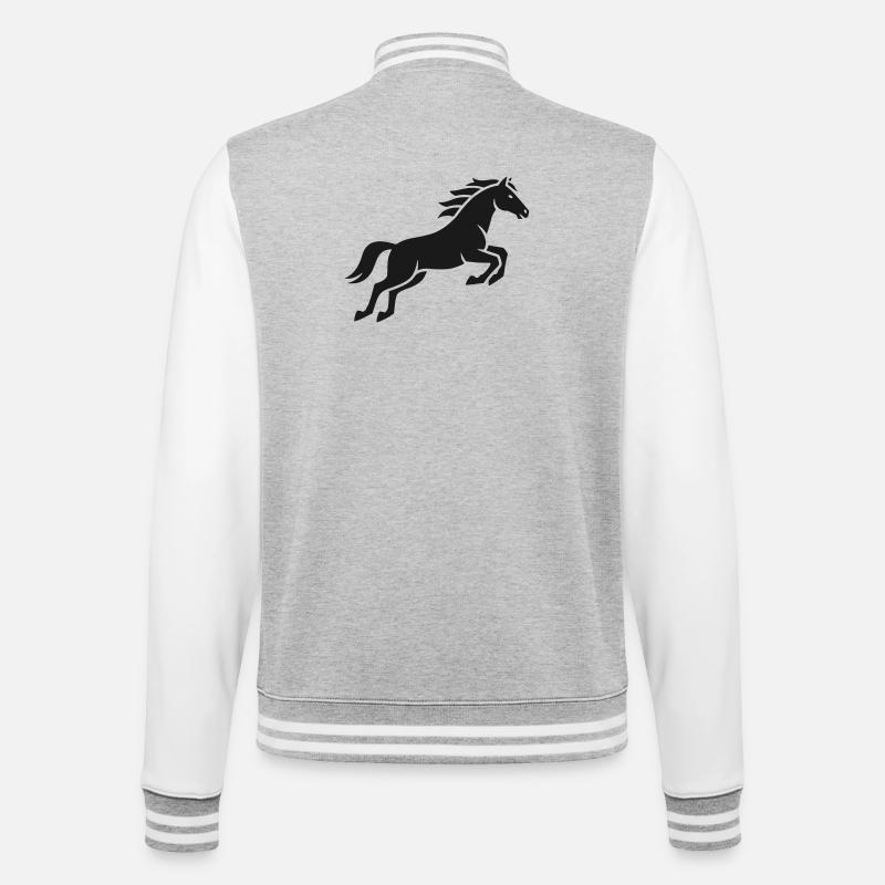 Springendes Pferd Silhouette - College-Sweatjacke - Grau meliert/Weiß